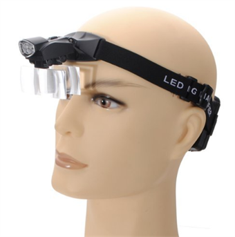 LED Illuminated head magnifier with 5 lenses