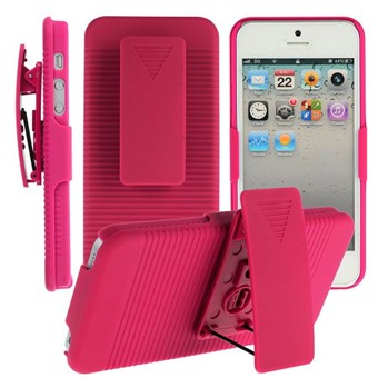 iPhone 5 Full Cover with Belt Clip (Magenta)