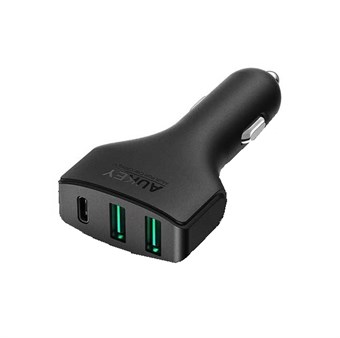 AUKEY CC-Y3 Car Charger 3-port with USB Type C and Quick Charge 3.0