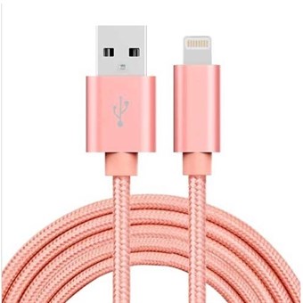 Cheap Nylon Lightning Cable Rose Gold - 2 Meters