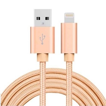 Cheap Nylon Lightning Cable Gold - 3 Meters