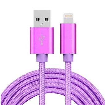 Cheap Nylon Lightning Cable Purple - 3 Meters