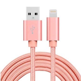 Cheap Nylon Lightning Cable Rose Gold - 3 Meters