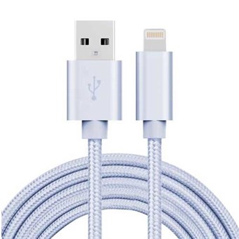Cheap Nylon Lightning Cable Silver - 2 Meters