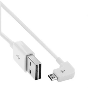 Elbow Micro USB to USB 2.0 Cable 2 Meters - White