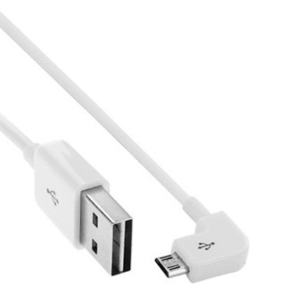 Elbow Micro USB to USB 2.0 Cable 1 Meter - White