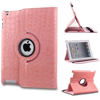 Crocodile Rotating Case for iPad 2/3/4 (Pink)