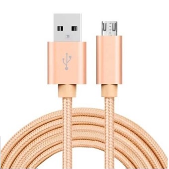 Quality Nylon Micro USB Cable Gold - 2 Meters