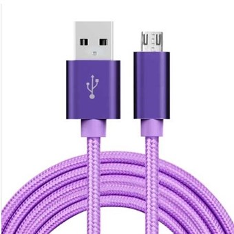 Quality Nylon Micro USB Cable Purple - 1 Meter