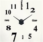 Modern 120x120 cm self-adhesive wall clock in funky design black.
