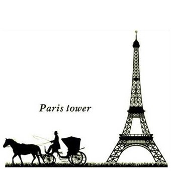 Wall Stickers - Eiffel Tower and Horse Carriage
