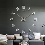 Modern 110x110 cm classic-style wall clock with Roman numerals - silver