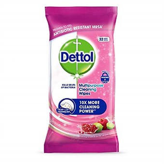 Dettol Anti Bacterial - Pomegranate & Lime Multipurpose Cleaning Wipes - 32 pieces