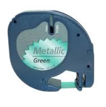 Dymo LetraTag Label Black Text on Green Tape (91209) 12mm × 4m (LIMITED VERSION)