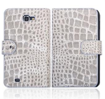 Samsung Note Case with Crocodile Look (Silver)