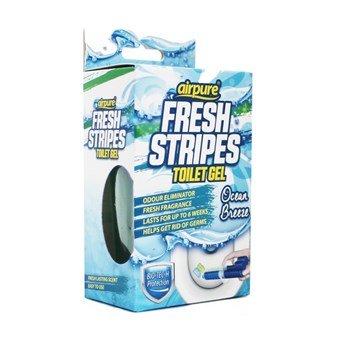 AirPure Fresh Stripes Toilet Gel - Toilet Cleaner - Alternative to Toilet Blocks - Ocean Breeze - Scent of the Sea