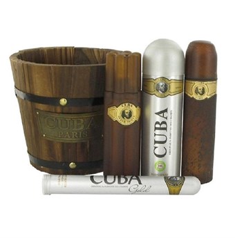 Cuba Gold by Fragluxe - Gift Set -- 3.4 oz Eau De Toilette Spray + 1.17 oz Eau De Toilette Spray + 6.7 oz Body Spray + 3.3 oz After Shave - for men