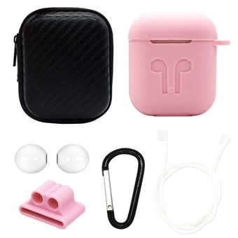6-in-1 AirPods Accessories Set - Pink / White