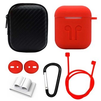 6-in-1 AirPods Accessories Set - Red