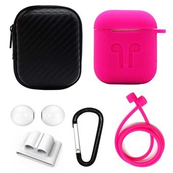 6-in-1 AirPods Accessories Set - Magenta