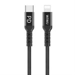 WIWU WP101 2.4A USB-C / Type-C to 8 Pin Data Sync Charging Cable PD Cable, Length: 1m (Black)