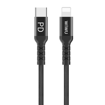 WIWU WP101 2.4A USB-C / Type-C to 8 Pin Data Sync Charging Cable PD Cable, Length: 1m (Black)