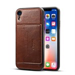 High Trend Cover in PU Leather and TPU Plastic w / Card Holder for iPhone XR - Dark Brown