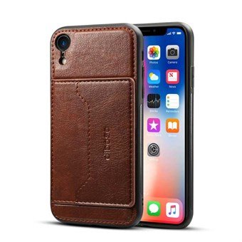 High Trend Cover in PU Leather and TPU Plastic w / Card Holder for iPhone XR - Dark Brown