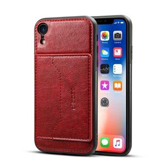 High Trend Cover in PU Leather and TPU Plastic w / Card Holder for iPhone XR - Red
