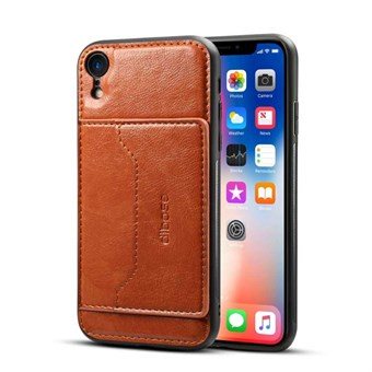 High Trend Cover in PU Leather and TPU Plastic w / Card Holder for iPhone XR - Brown