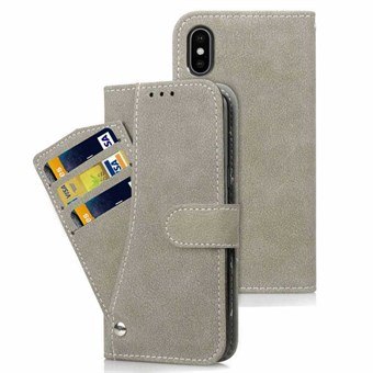 Leather Case for iPhone XS Max with Card Holder - Gray