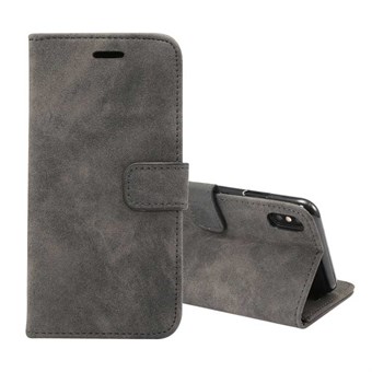 Leather case in suede look for iPhone XS Max - with Card Holder - Black
