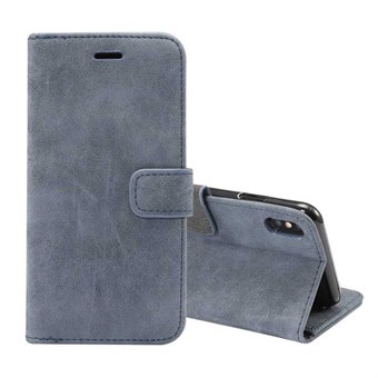 Leather case in suede look for iPhone XS Max - with Card Holder - Blue