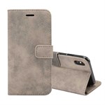 Leather case in suede look for iPhone XS Max - with Card Holder - Gray
