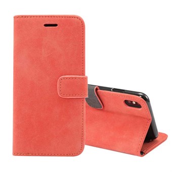 Leather case in suede look for iPhone XS Max - with Card Holder - Red
