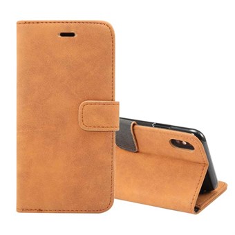 Leather case in suede look for iPhone XS Max - with Card Holder - Brown