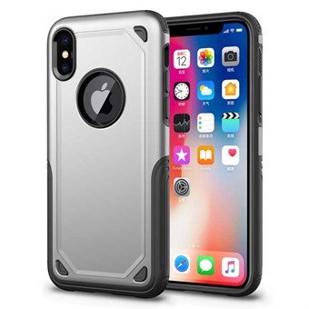 Shockproof Armor Cover in TPU and PC for iPhone XS Max - Silver