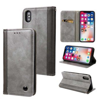 Rustic leather case for iPhone XS Max with card holder - Black