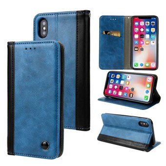 Rustic Leather Case for iPhone XS Max with Card Holder - Blue