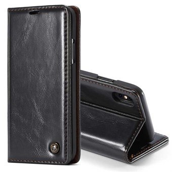 CaseMe Leather Case for iPhone XS Max with Card Holder - Black