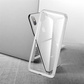 Baseus Case with Tempered Glass Back and Shockproof TPU Edges for iPhone XS Max - White
