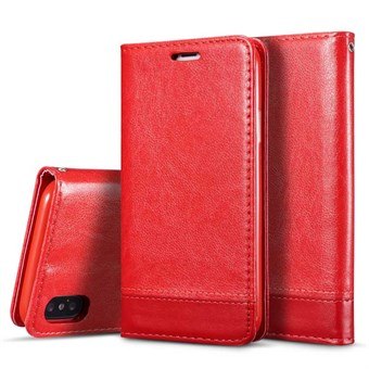 Leather Case for iPhone XS Max with Card Holder - Red