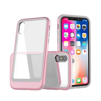 Transparent Shockproof Cover in PC for iPhone XS Max - Rose Gold