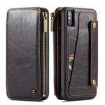Multifunctional CaseMe leather wallet case for iPhone XS Max - Brown
