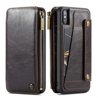Multifunctional CaseMe leather wallet case for iPhone XS Max - Brown