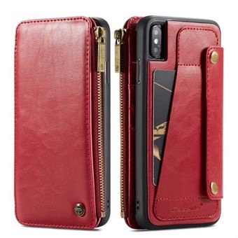 Multifunctional CaseMe leather wallet case for iPhone XS Max - Red