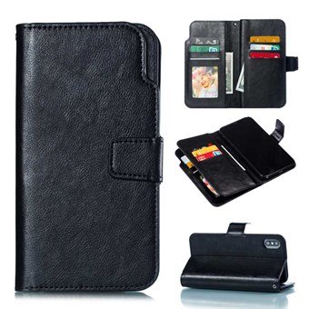 Crazy Horse Leather Case for iPhone XS Max with Card Holder - Black
