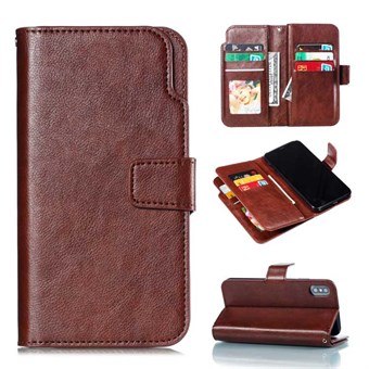 Crazy Horse Leather Case for iPhone XS Max with Card Holder - Brown