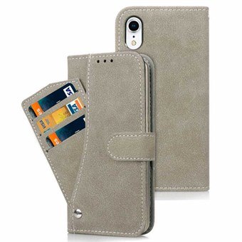 Leather Case for iPhone XR - Card Holder Front - Gray
