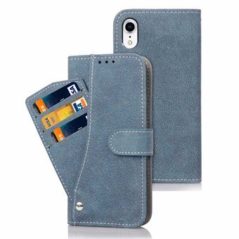 Leather Case for iPhone XR - Front Card Holder - Blue